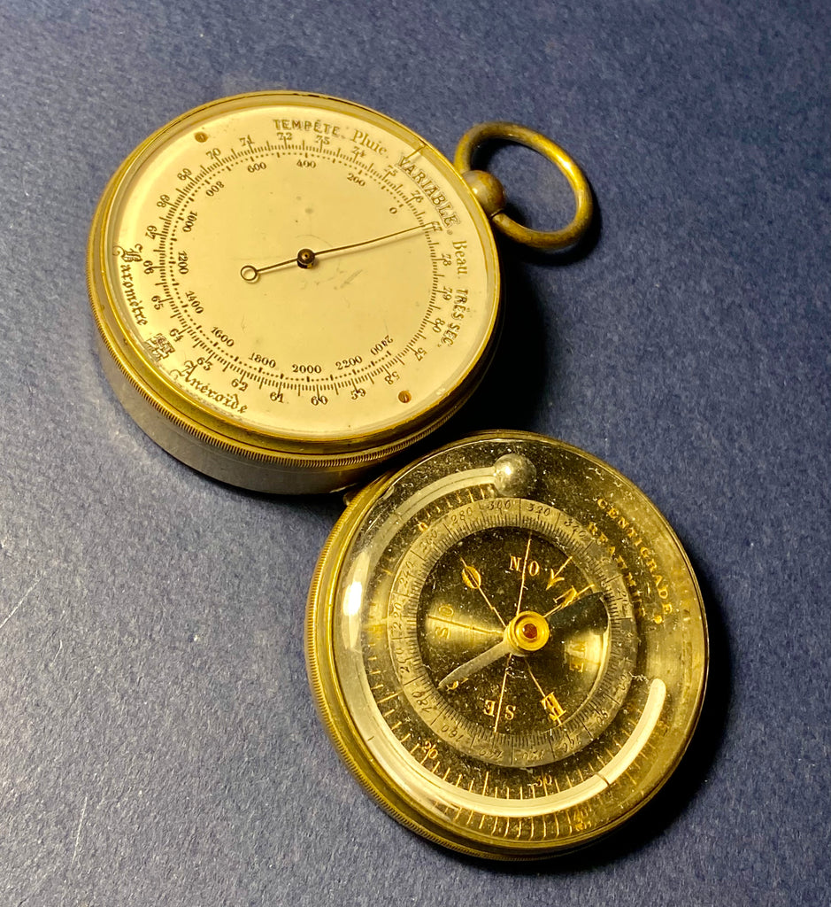 Zero Stock-Antique Barometer Compass and Thermometer Compendium