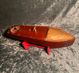 Antique Mahogany Wood Clockwork Speed Boat Mengel Playthings Miss America