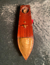 Antique Mahogany Wood Clockwork Speed Boat Mengel Playthings Miss America