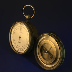 Zero Stock-Antique Barometer Compass and Thermometer Compendium Made by Antoine Redier Paris