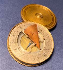 Zero Stock-Antique Pocket Sundial Compass Made in France