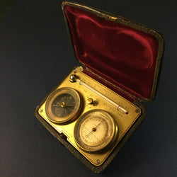 ZERO STOCK Antique Pocket Barometer Compass Thermometer Compendium Made by Jules Richard Paris