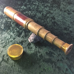 Zero Stock-Antique Telescope Spyglass With Mahogany Veneer Cover