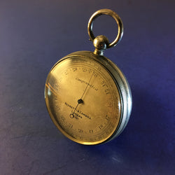 Zero Stock-Antique Sterling Silver Pocket Barometer Altimeter Made by Negretti Zambra London